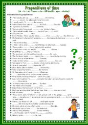 English Worksheet: Prepositions of time 