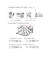 English Worksheet: Prepositions of place - demonstrative pronouns This and That