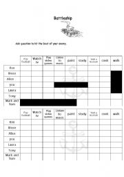 English Worksheet: lets play battleship