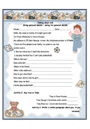 English Worksheet: Talking about self