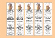 English Worksheet: 5 Finger Test - bookmark (double sided)