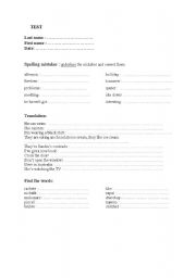 English Worksheet: Quick test for children
