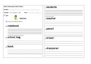 English worksheet: Review - School Objects
