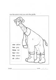 English worksheet: Giraffe