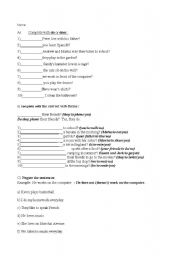 English Worksheet: Simple Present Exercises