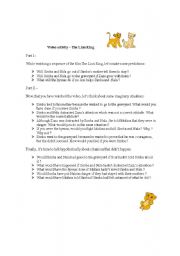 English worksheet: The lion king