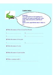 English Worksheet: Using Capital Letters
