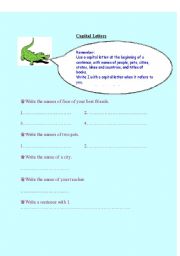 English worksheet: Using Capital Letters