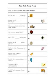 English Worksheet: This, That, These and Those