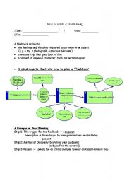 English worksheet: Writing Flashbacks (step by step)