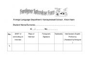English worksheet: Foreigner Interview