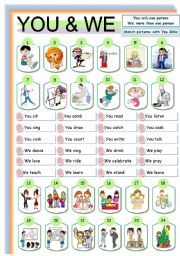 English Worksheet: Pronouns : YOU & WE ; 1 of 4