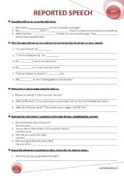 English Worksheet: REPORTED SPEECH