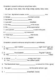 English Worksheet: Present continuous