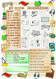 English Worksheet: Elementary Vocabulary Series10 - My room