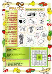 English Worksheet: Elementary Vocabulary Series9-Fruit