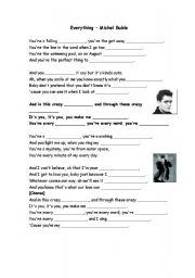 English Worksheet: Everything- Michael Buble