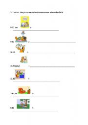English Worksheet: A day in Garfields life