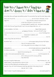 English Worksheet: HAVE TO in Present and Past Tense