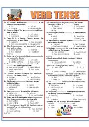 English Worksheet: MULTIPLE CHOICE OF VERB TENSES