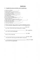 English Worksheet: Question tags