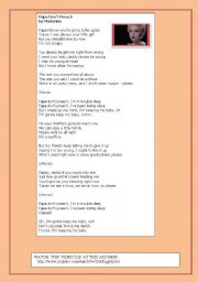 English Worksheet: SONG: PAPA DONT PREACH -  BY  MADONNA