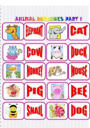 English Worksheet: ANIMAL DOMINOES PART 1