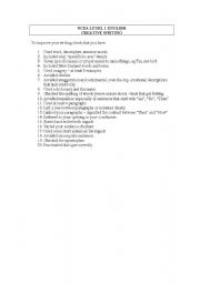 English worksheet: Comments to improve Creative Writing