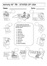 English Worksheet: STATES OF USA