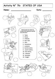 English Worksheet: STATES OF USA