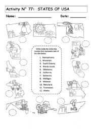 English Worksheet: STATES OF USA