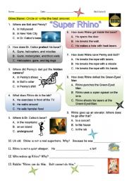 English Worksheet: Bolt Extra5 Super Rhino Bonus Short