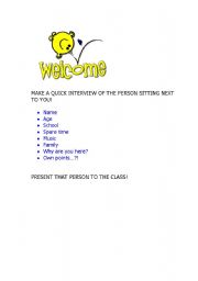 English worksheet: Welcome