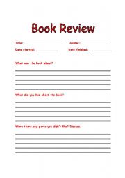 English Worksheet: book review