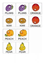 English Worksheet: Fruits Memory Game 2