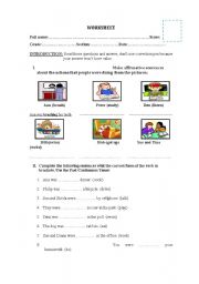 English Worksheet: PAST CONTINUOUS