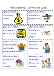 English Worksheet: First Conditional- Conversation cards