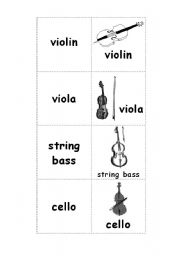 English worksheet: Musical Instruments Memory Game