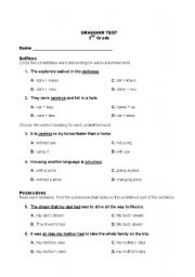 English Worksheet: 3rd grade grammar test