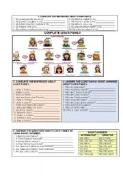 English Worksheet: LISAS FAMILY