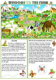 English Worksheet: WELCOME TO THE FARM PART 1/3 (B & W INCLUDED)
