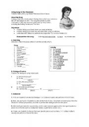 English Worksheet: Using Songs in the Classroom: Fortune Teller