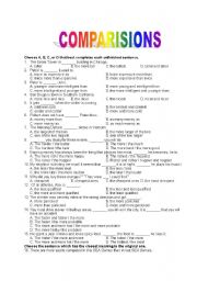 English Worksheet: COMPARISIONS