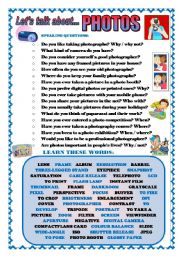 English Worksheet: LETS TALK ABOUT PHOTOS (SPEAKING SERIES 69)