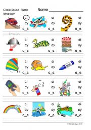 English Worksheet: Circle Sound Puzzle: phonics the /ai/ sound