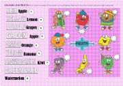 English Worksheet: colours&fruits