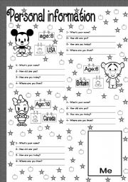 English Worksheet: personal information