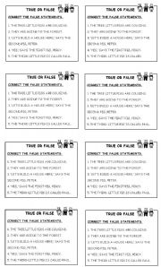 English Worksheet: Three Little Pigs True or False