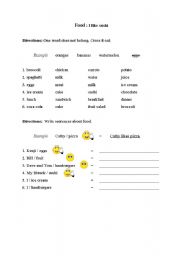 English worksheet: Food