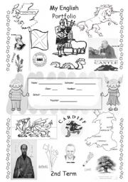 ENGLISH PORTFOLIO COVER (for colouring) - English Speaking Countries - 2/3